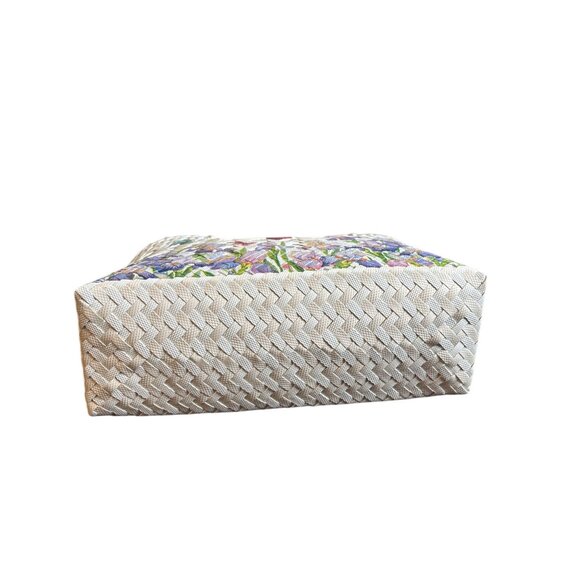 Decoupage Handwoven Straw Tote Bag With Butterfly & Floral Design(Price is firm) - Picture 5 of 6